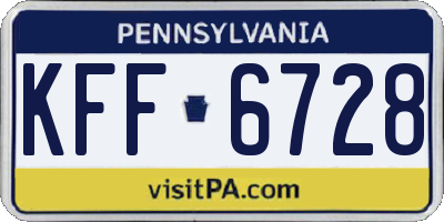 PA license plate KFF6728