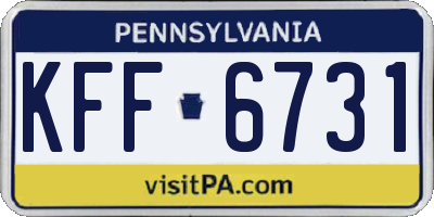 PA license plate KFF6731