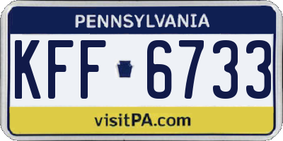 PA license plate KFF6733