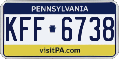 PA license plate KFF6738