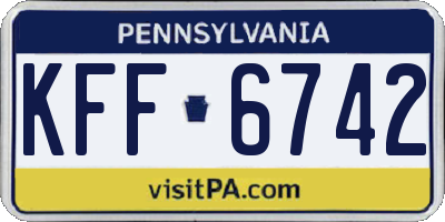 PA license plate KFF6742