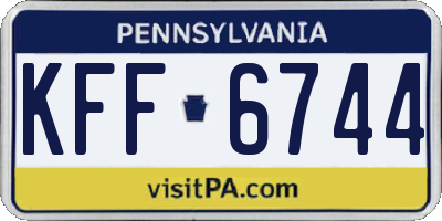 PA license plate KFF6744
