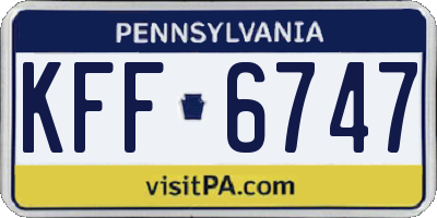 PA license plate KFF6747
