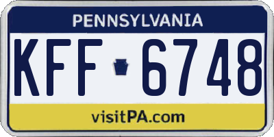 PA license plate KFF6748