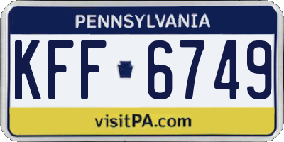 PA license plate KFF6749
