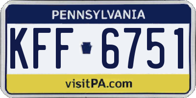 PA license plate KFF6751
