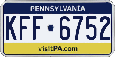 PA license plate KFF6752