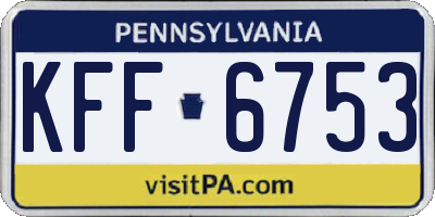 PA license plate KFF6753