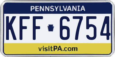 PA license plate KFF6754
