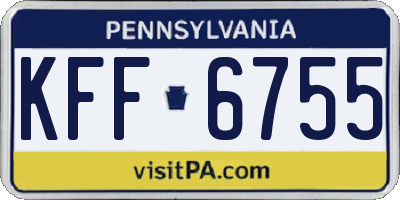 PA license plate KFF6755