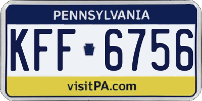 PA license plate KFF6756