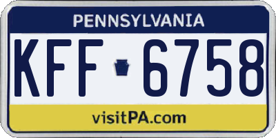 PA license plate KFF6758