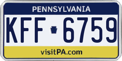 PA license plate KFF6759
