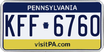 PA license plate KFF6760
