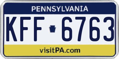 PA license plate KFF6763