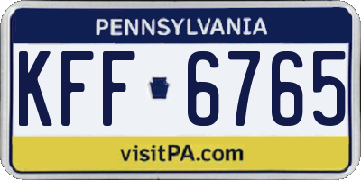 PA license plate KFF6765