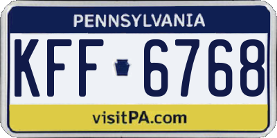 PA license plate KFF6768