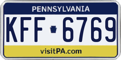 PA license plate KFF6769