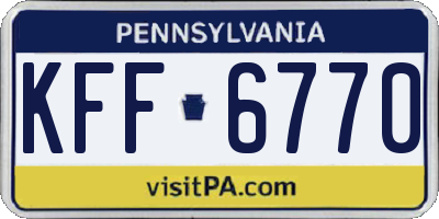 PA license plate KFF6770