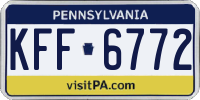 PA license plate KFF6772