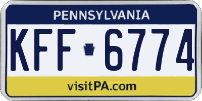 PA license plate KFF6774