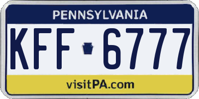 PA license plate KFF6777