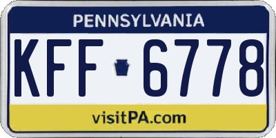 PA license plate KFF6778
