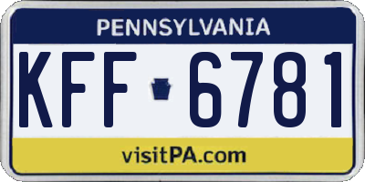 PA license plate KFF6781