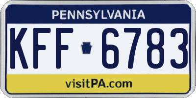 PA license plate KFF6783