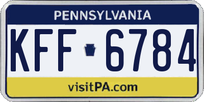 PA license plate KFF6784