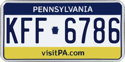 PA license plate KFF6786