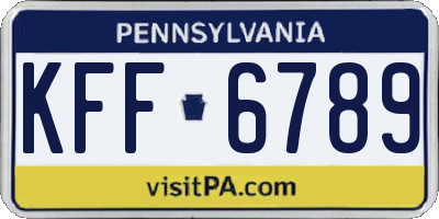 PA license plate KFF6789