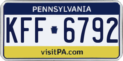 PA license plate KFF6792