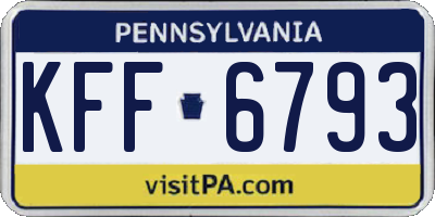PA license plate KFF6793