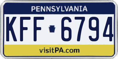 PA license plate KFF6794