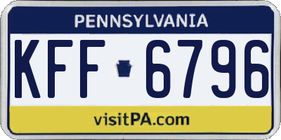 PA license plate KFF6796