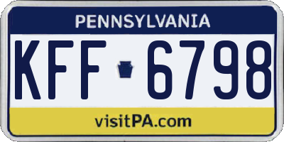 PA license plate KFF6798