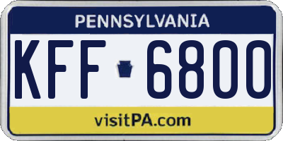 PA license plate KFF6800
