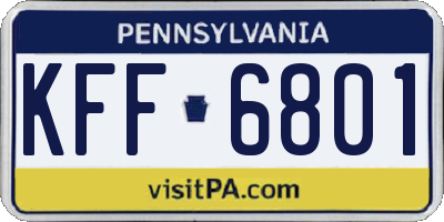 PA license plate KFF6801