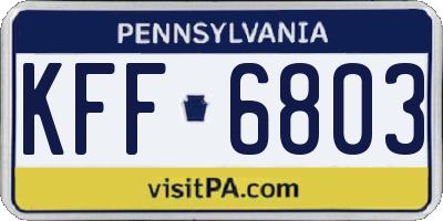 PA license plate KFF6803