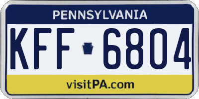 PA license plate KFF6804