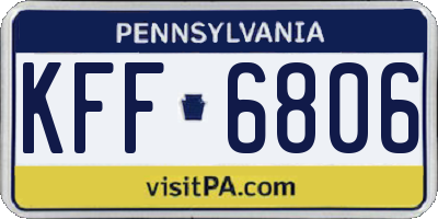 PA license plate KFF6806