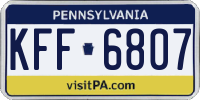 PA license plate KFF6807