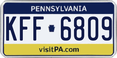 PA license plate KFF6809