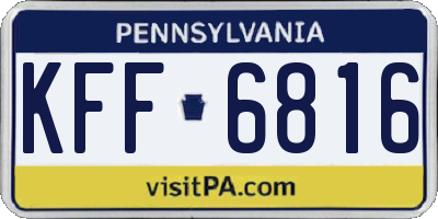 PA license plate KFF6816