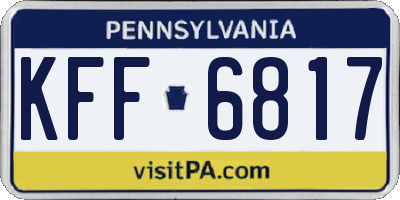 PA license plate KFF6817