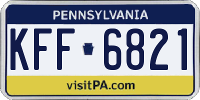 PA license plate KFF6821