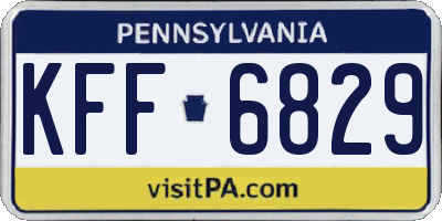 PA license plate KFF6829