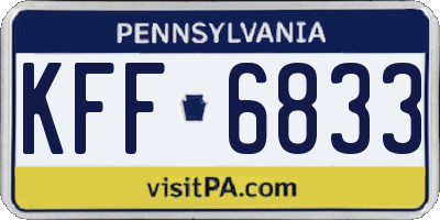 PA license plate KFF6833