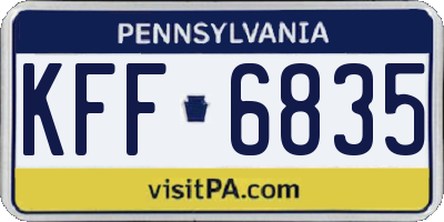PA license plate KFF6835